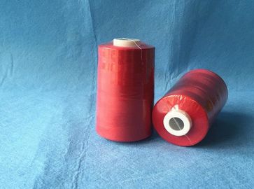 Red Color Polyester Core Spun Yarn For Sewing / Knitting / Weaving High Tenacity 